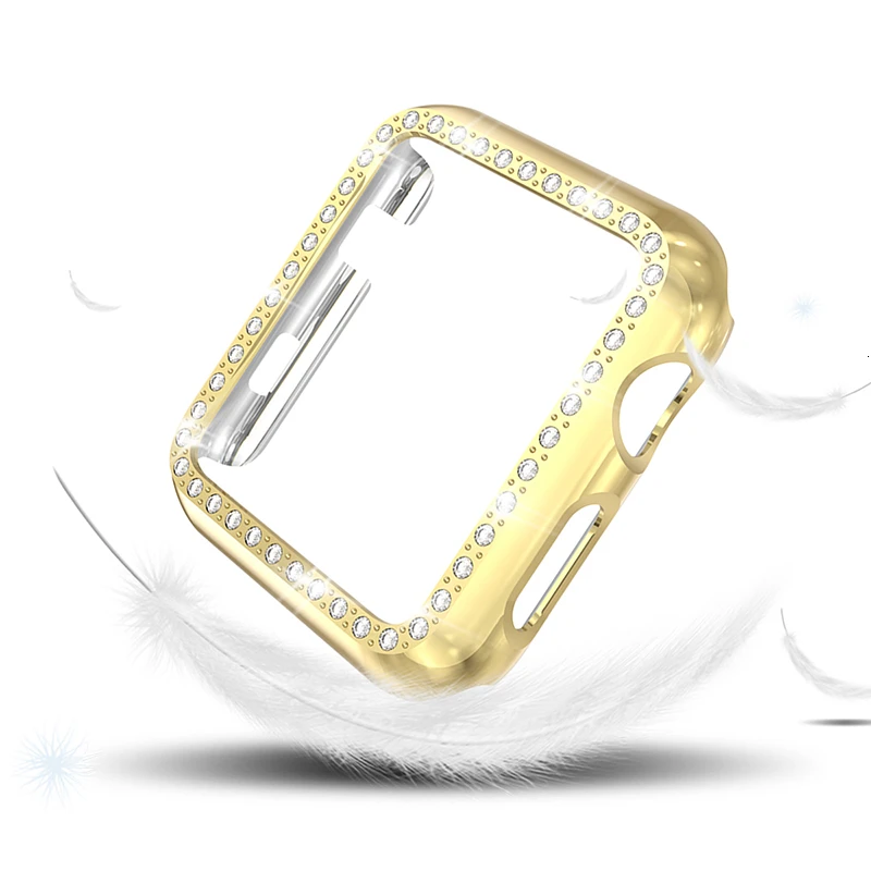 Золото Алмазный чехол для apple watch Series 5 44 мм 40 мм iWatch 4 защитная крышка экрана PC Watch Case для apple watch 3 Case 38 мм 42 мм - Цвет: Золото