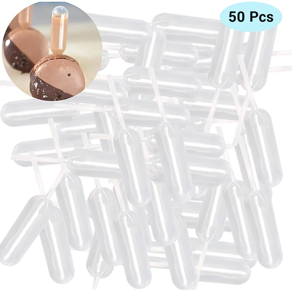 

50PCS Pipettes 4ML Disposable Plastic Transfer Pipettes Dropper Liquor Injectors Jam Dropper For Cupcakes Ice Cream Making