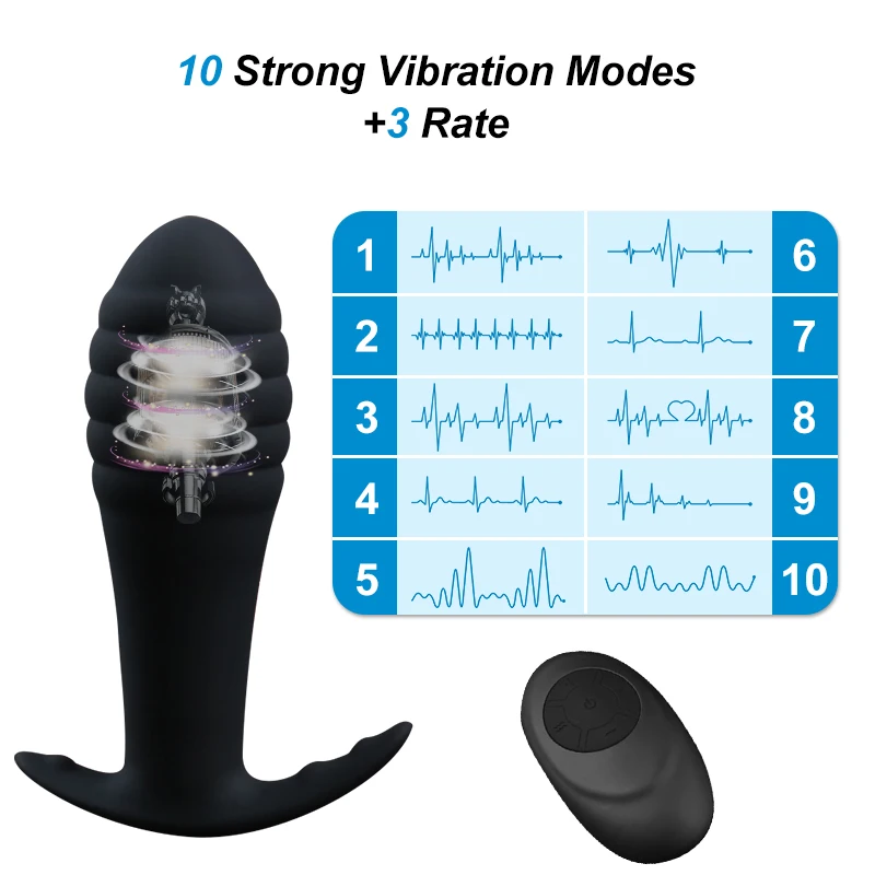 Male Vibrating Anal Plug 10 Modes Prostate Massager Vibrator Butt Adults Sex Toys For Gays/Women Remote Controller | Красота и