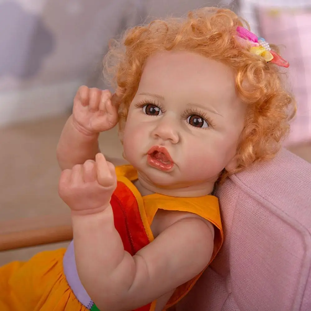

23 Inch Full Silicone Reborn Cute Baby Toddler Dolls Newborn 3D Dolls For Kids Gift Toy Lovely H7N3