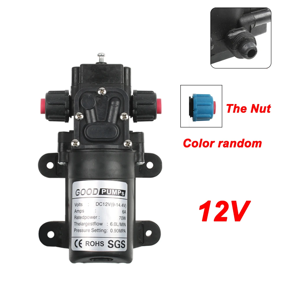 FL3308-hei-12V Микро электрический мембранный Водяной насос DC12V24V 70 Вт высокого давления для мытья автомобиля спрей водяной насос 0.9Mpa 6л/мин - Напряжение: FL3308-hei-12V