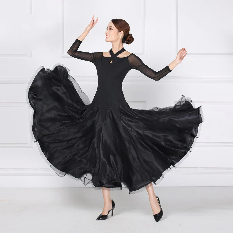 

High Quality Black New Ballroom dance competition dress standard dresses modern dance costume women ballroom waltz dress