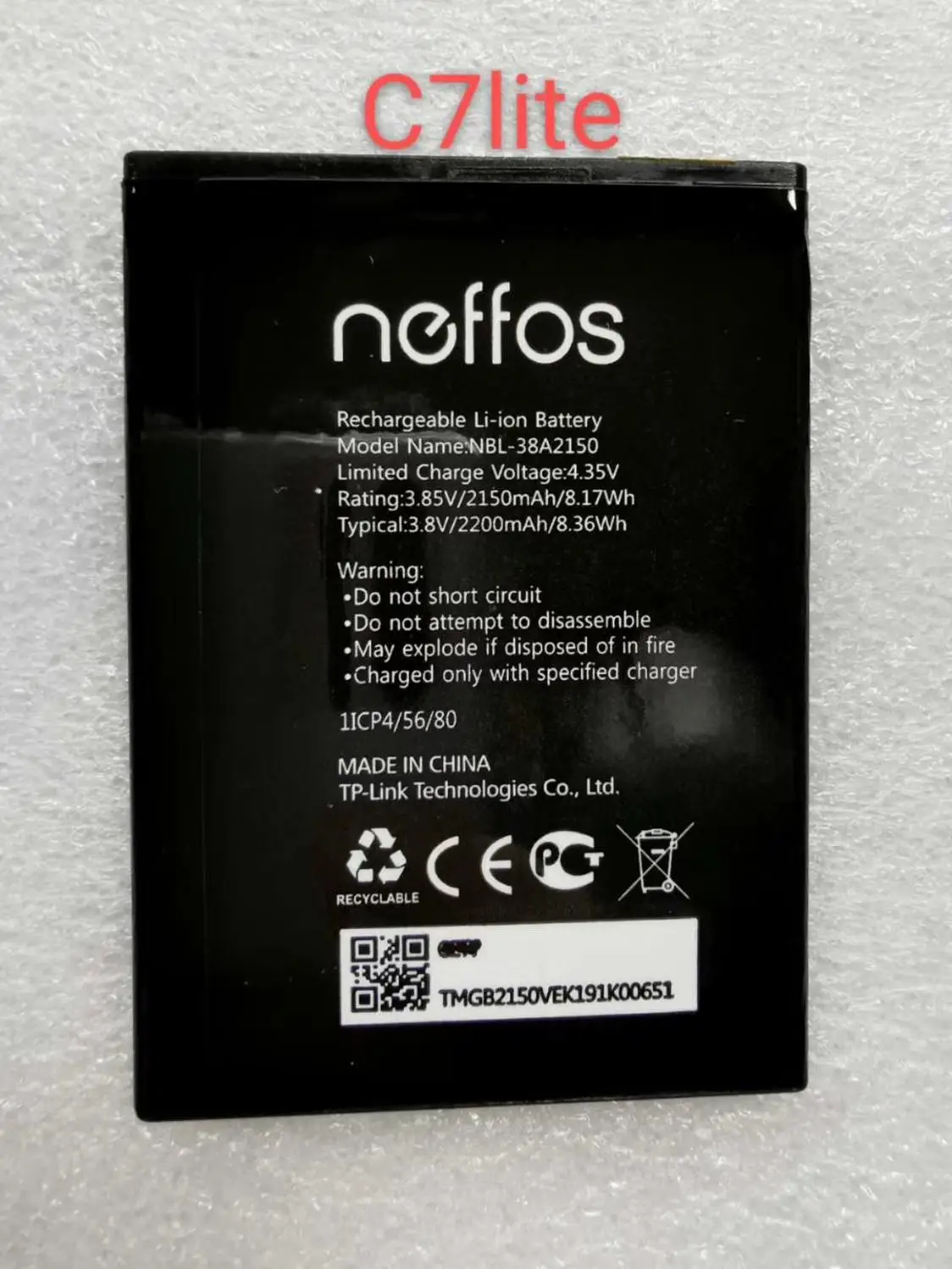 Batería de NBL-38A2150 de alta calidad para teléfono móvil, 2150mAh, tp-link, Neffos C7 lite, nueva