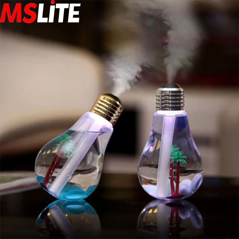 

high quality 400ML ultrasonic air humidifier bulb atomizing diffuser for car /home USB fogger mist maker with LED night lamp