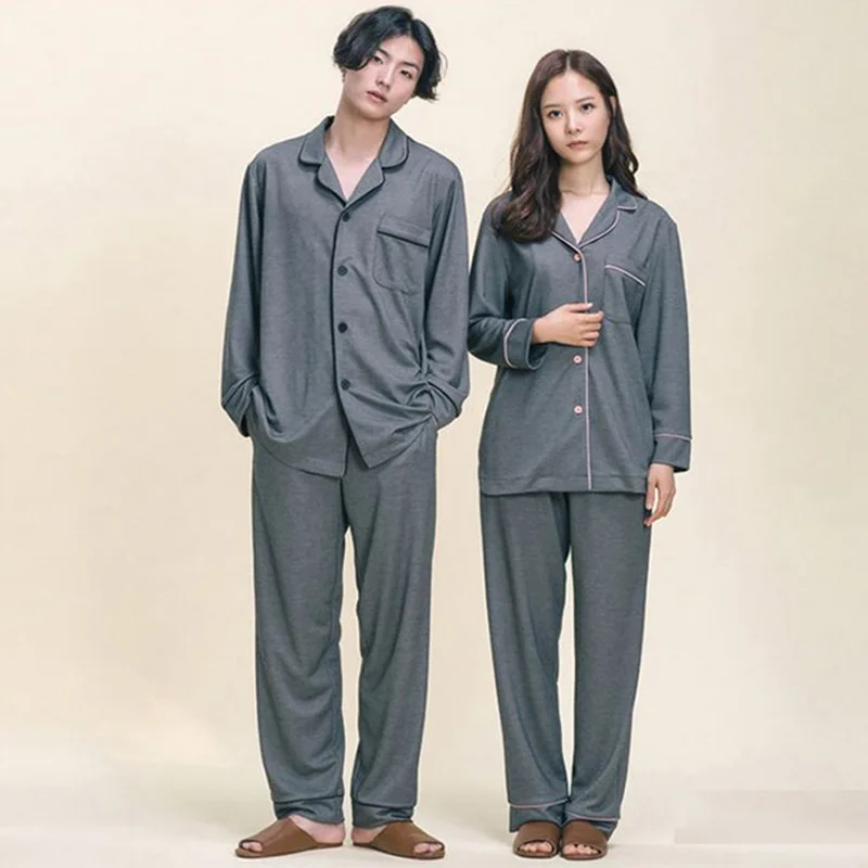Пижама для пар зимняя Хлопковая пижама с длинным рукавом женщин и мужчин