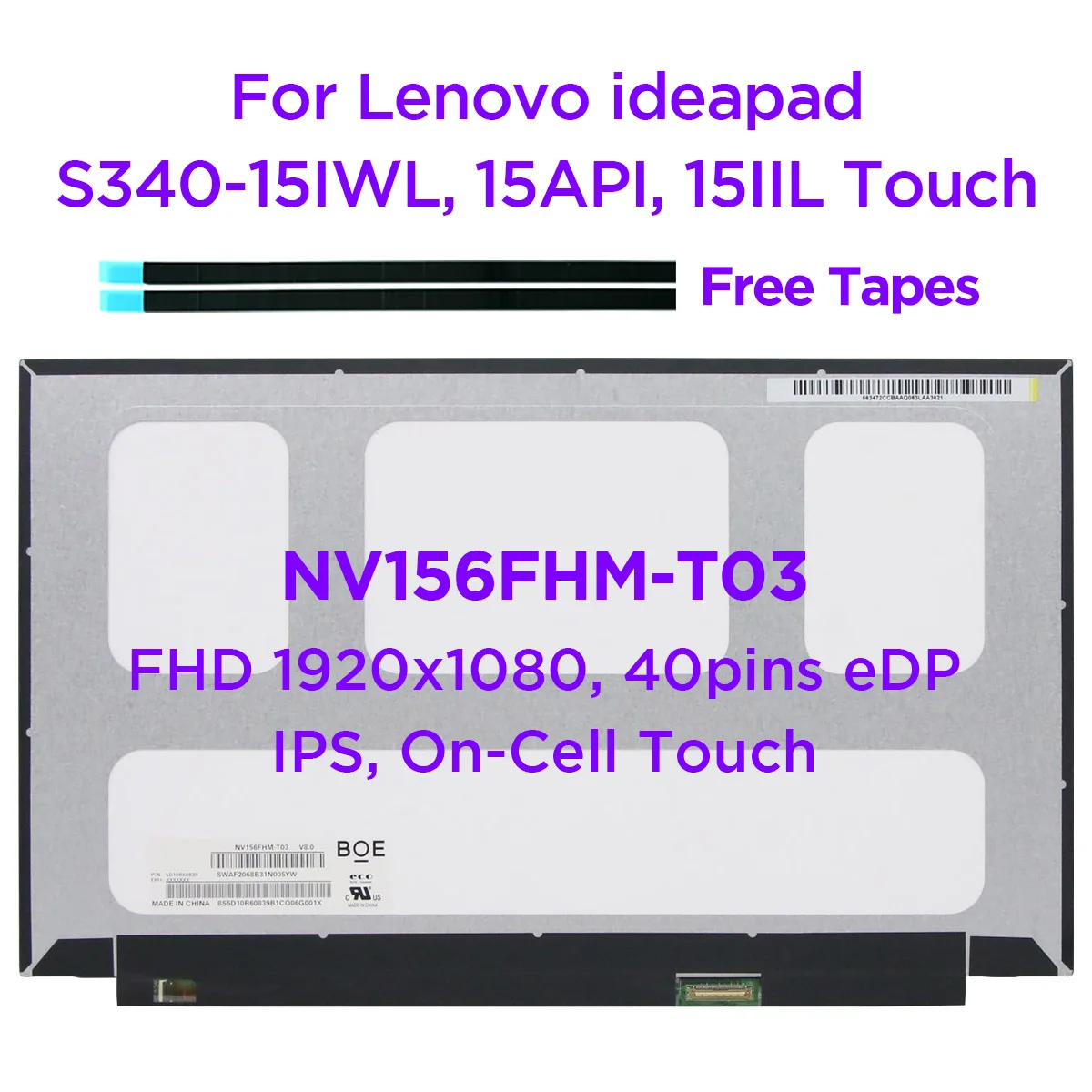 15 6-дюймовый сенсорный ЖК-экран для ноутбука Φ B156HAK02.0 Lenovo ideapad NV156FHM-T03 15API 15IIL Touch IPS