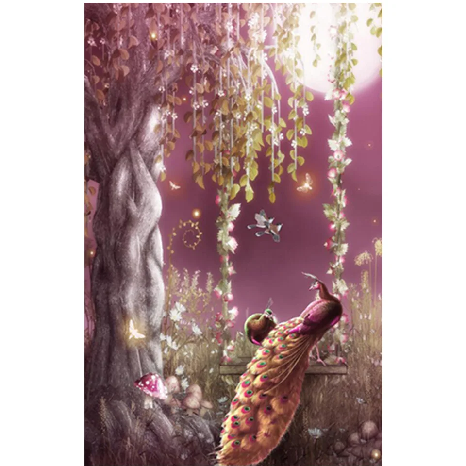 

Алмазная живопись «сделай сам» 5D, луна, павлин, птица, гриб, полноразмерная/круглая Алмазная мозаика, картина для домашнего декора