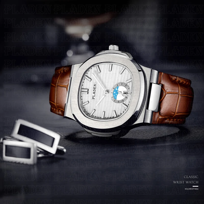 2019 модная повседневная мужская Водонепроницаемый кварцевые часы с кожаным