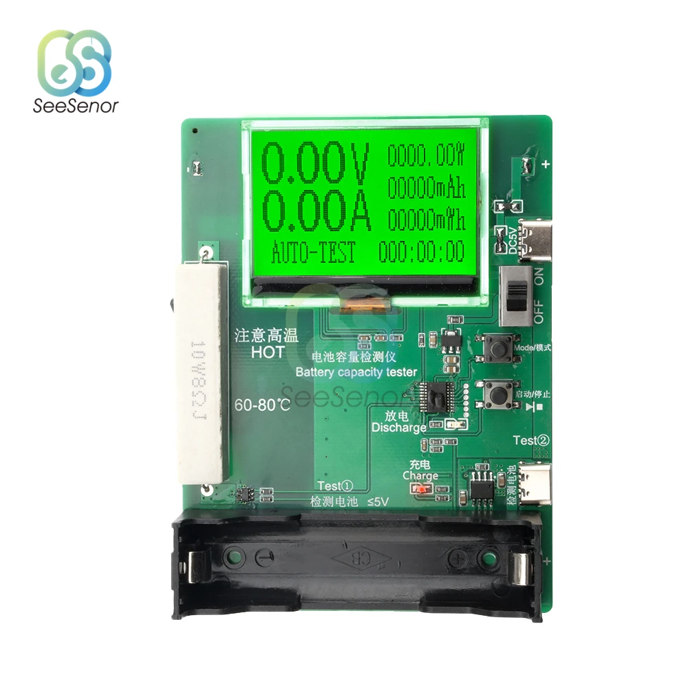 ЖК-дисплей/светодиодный дисплей тестер емкости батареи мАч MWh 18650 литиевая