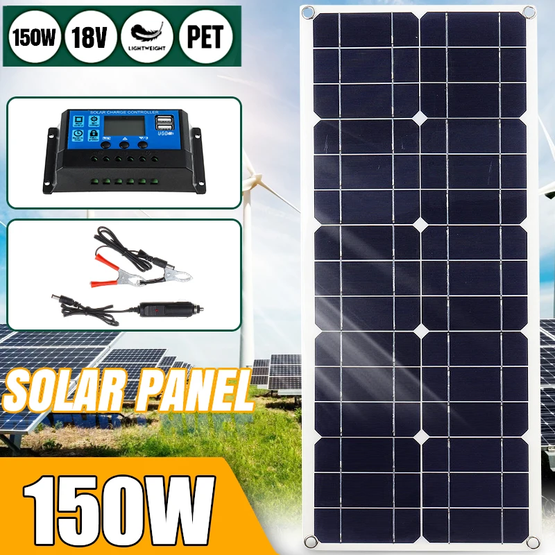 150W 18V гибкие Панели солнечные с контроллером Dual USB Мощность банк смартфон