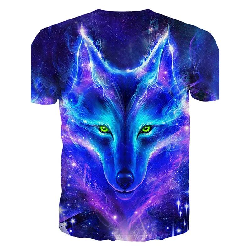 

Детская одежда для маленьких мальчиков для активного отдыха базовые волк Galaxy 3D футболка с короткими рукавами и принтами с животными футбол...