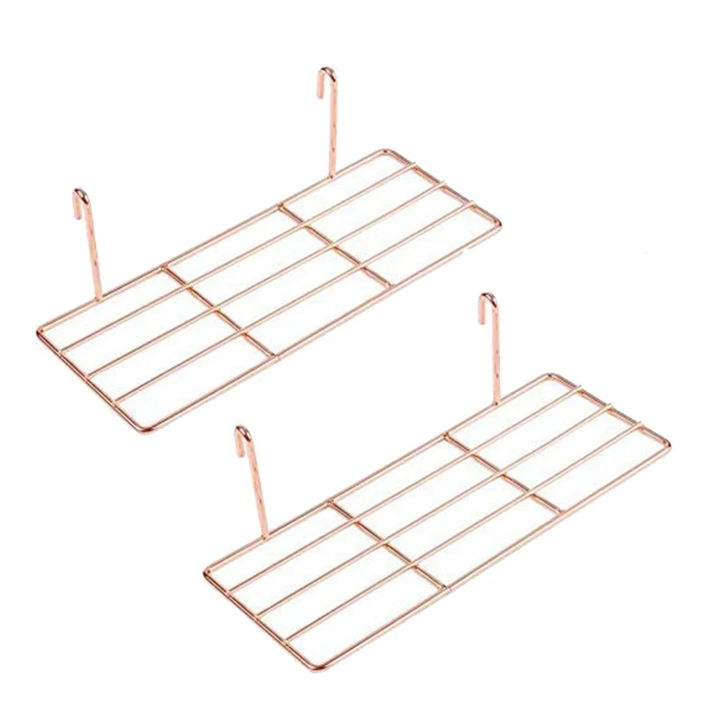 

Настенная сетчатая полка с крючком, прямая Полка для настенного органайзера для домашних принадлежностей (2 шт., розовое золото)