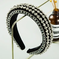 fashionable and novel shiny crystal velvet sponge headband womens luxury rhinestone hair band womens party hair accessories