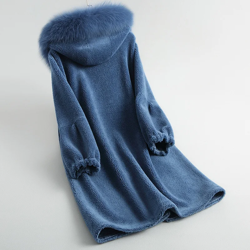 2020 женские пальто из толстой шерсти с натуральным лисьим мехом меховой воротник