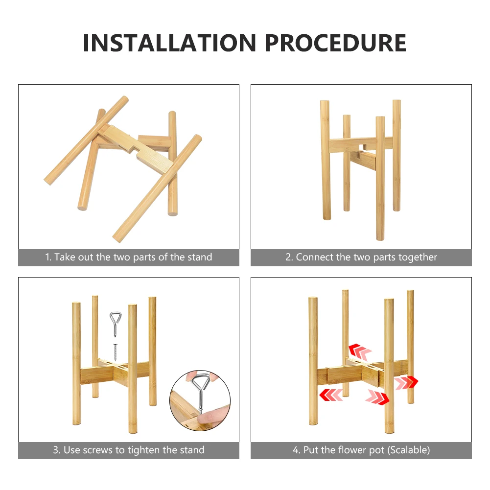 Регулируемые большие бамбуковые растения горшок подставка для растений Дисплей