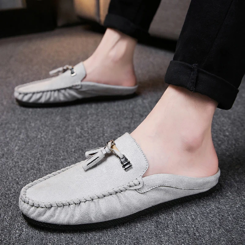 Мужские повседневные тапочки удобные мокасины с кисточками легко надеваются |
