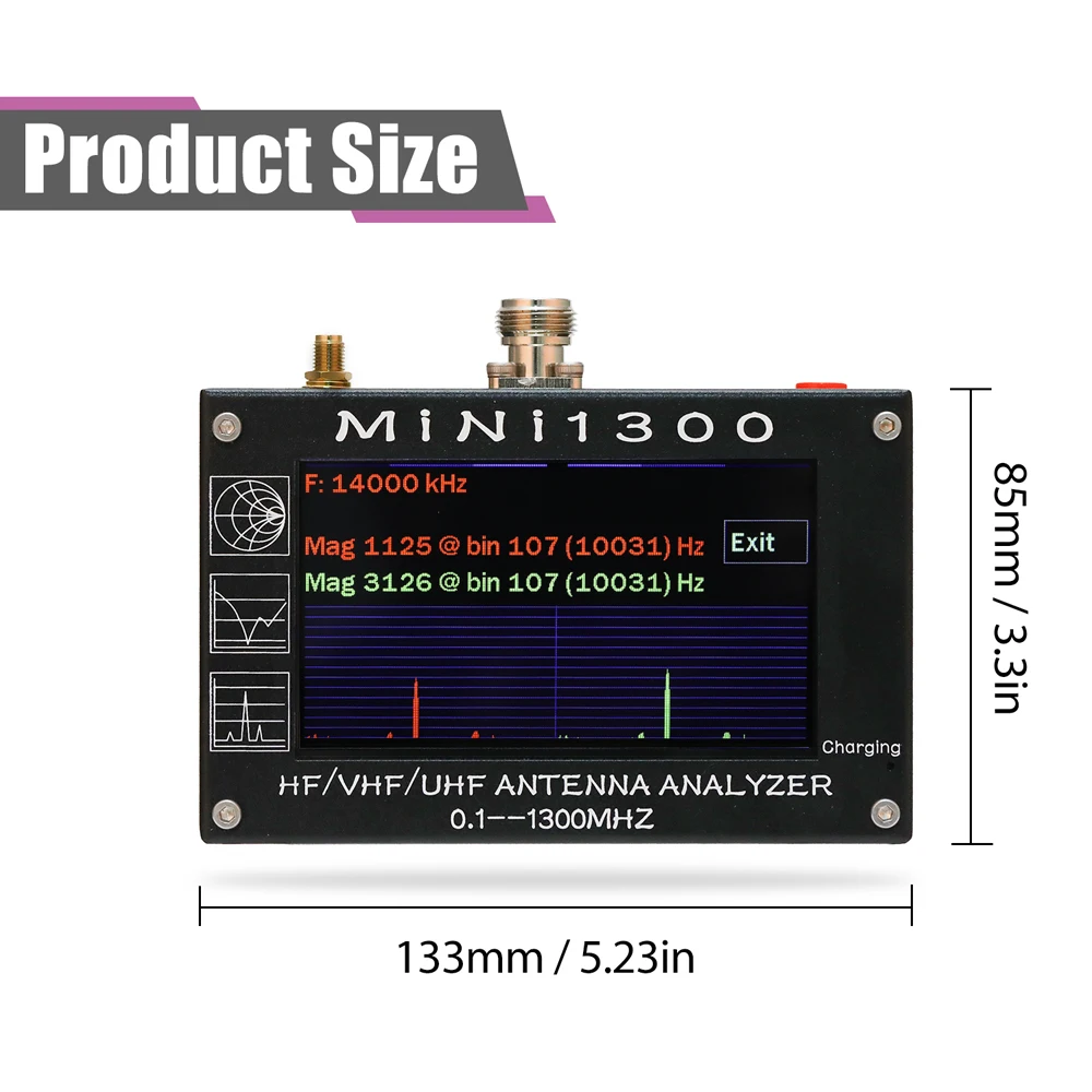 MINI1300 Antenna Analyzer 0.1-1300MHz 4.3 Inch Digital Display Touching Screen HF VHF UHF ANT SWR with TF Card |