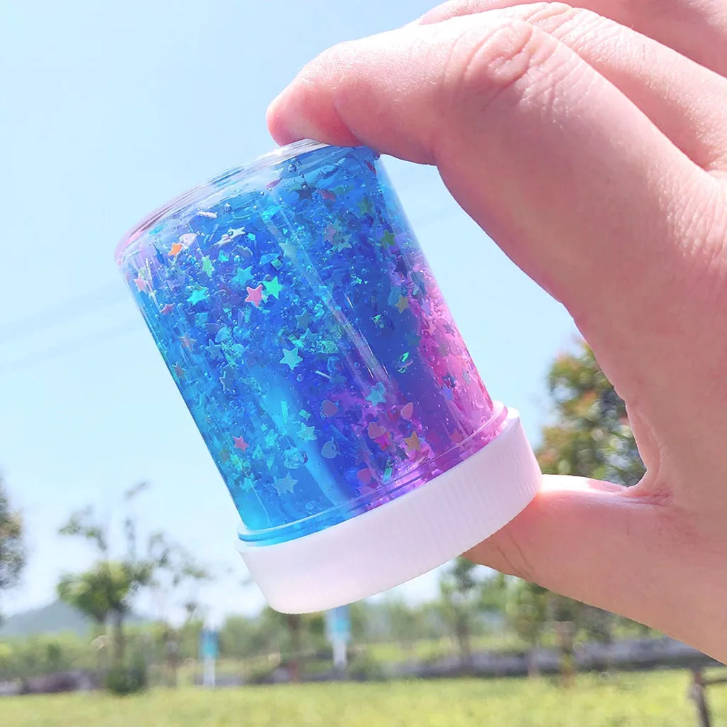 Смешивание облаков слизь моделирование глина наполнитель прозрачная коробка