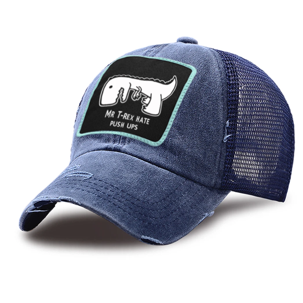 S Mr T Rex Hate Push Ups Hip Hop Riding Caps Breathable Snapback Hat Unisex Cotton Mesh Trucker Cap