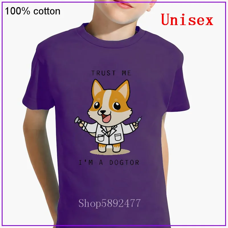Детская футболка с надписью Trust me i am a dogtor I Love my Welsh Corgi doctor топы для мальчиков