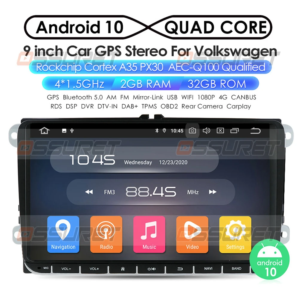 Автомобильный мультимедийный плеер 2Din 2 Гб ОЗУ Android 10 0 GPS для V