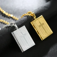 personality gold plated christianity bible pendant necklace motorcycle party cross scripture hip hop chain anniversary jewelry
