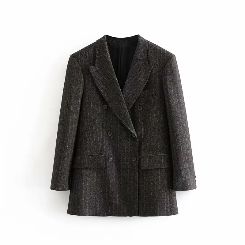 Star firefly versatile elegant office suit female casual slim striped double-breasted blazer women