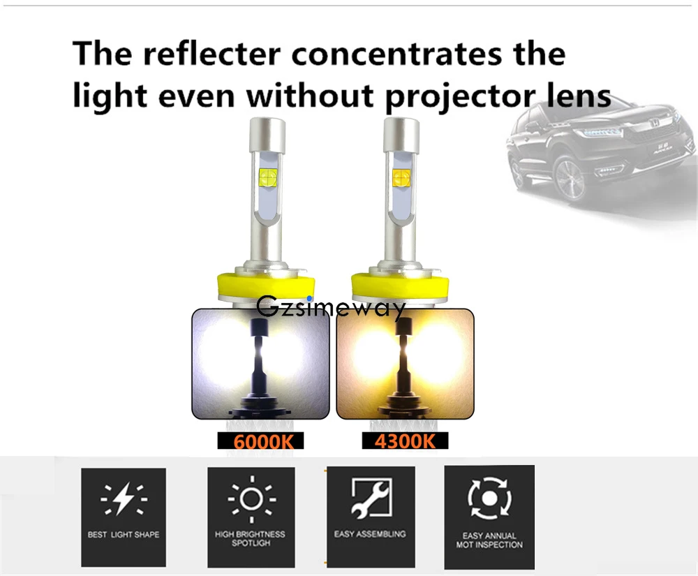 2 шт. Автомобильные светодиодные лампы для передних фар H1 H16 104 Вт D1S D2S D2H D4S 6000K 4300K