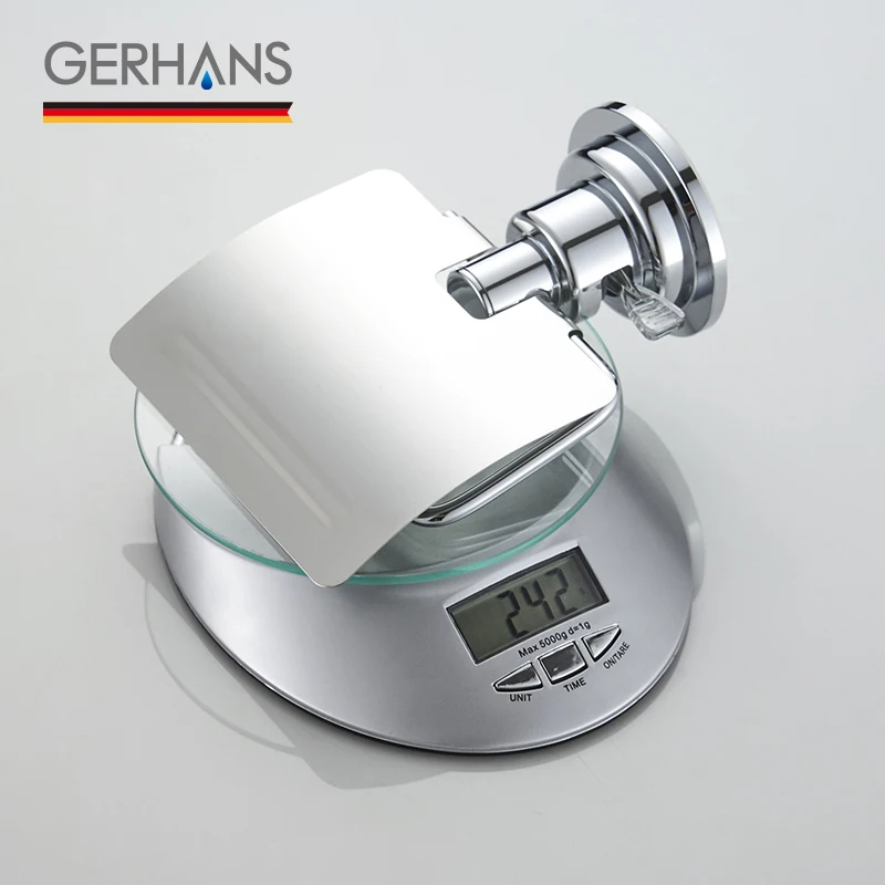GERHANS Accessories K24003 Бумагодержатель с крышкой на вакуумных присосках Цвет: