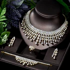 HIBRIDE новый роскошный свадебный комплект ювелирных изделий для помолвки и свадьбы, блестящее ожерелье и серьги в форме капли воды, набор женских аксессуаров N-269