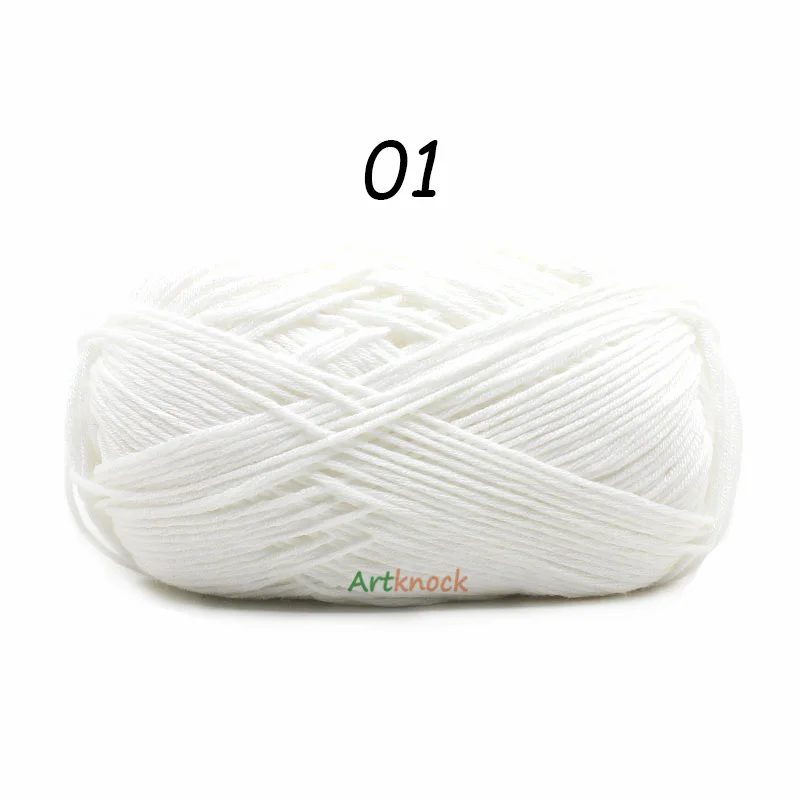 01 1PC 50 г хлопковая пряжа Органическая пряжа для вязания вязанных свитеров носки 24 цвета крючком иглы № 2 - Цвет: 01 1PC