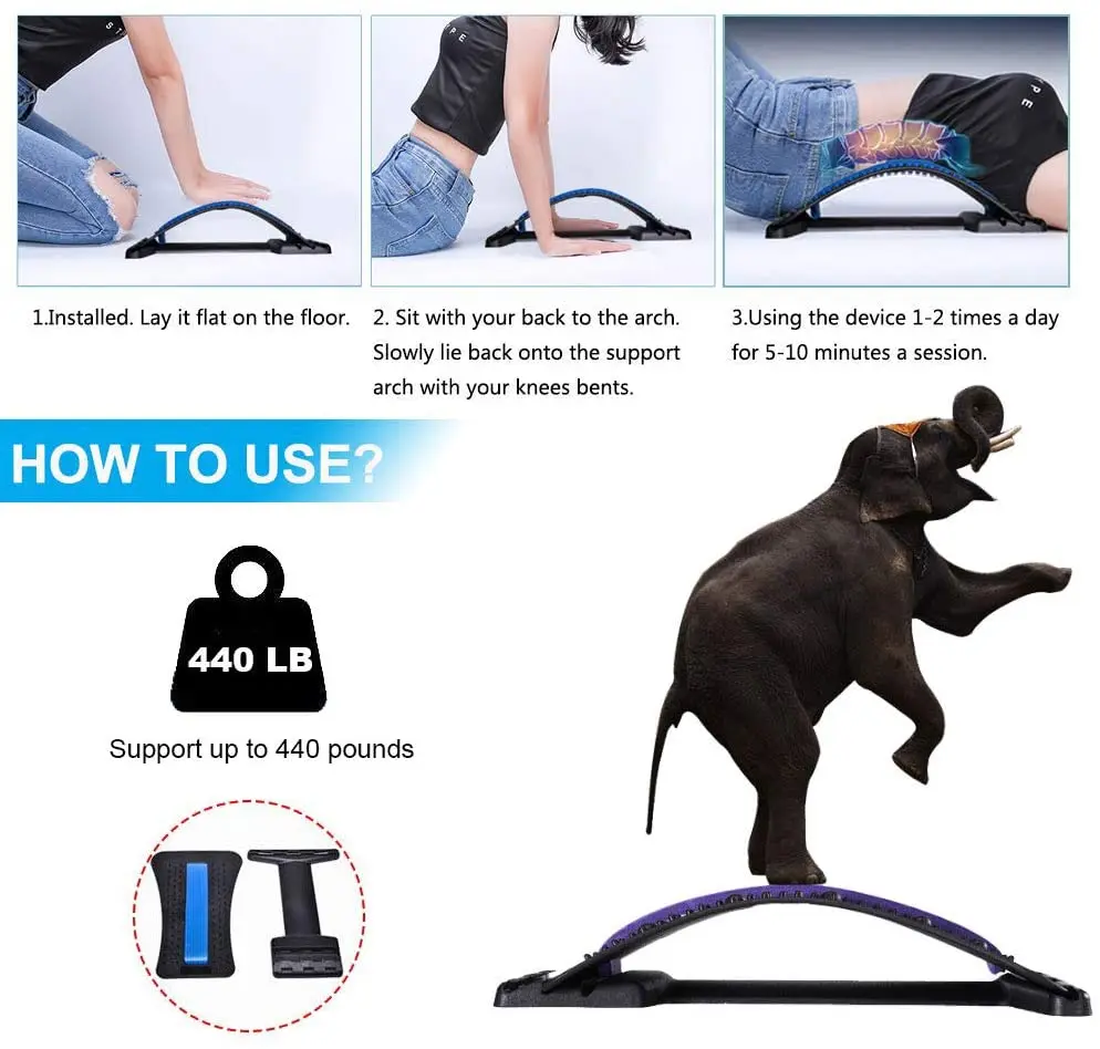 Lumbar Relief Back Stretcher Device Magic Support Stretch Fitness Relaxation Spine Pain Magnetic Traction Massagr | Красота и