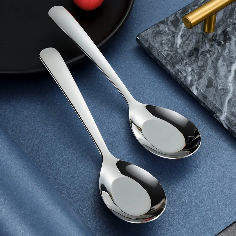 

Kitchen Tableware 304 Stainless Steel Soup Spoon Dinnerware Set Ice Cream Dessert Tea Scoop For Picnic Kitchen Accessories