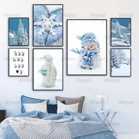 christmas snowman winter landscape wall art canvas painting nordic posters and prints wall pictures for living room home decor