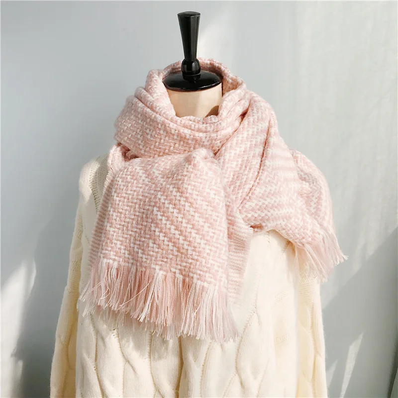 Женский зимний шарф 2019 теплые шерстяные шарфы кашемировые повседневные в клетку