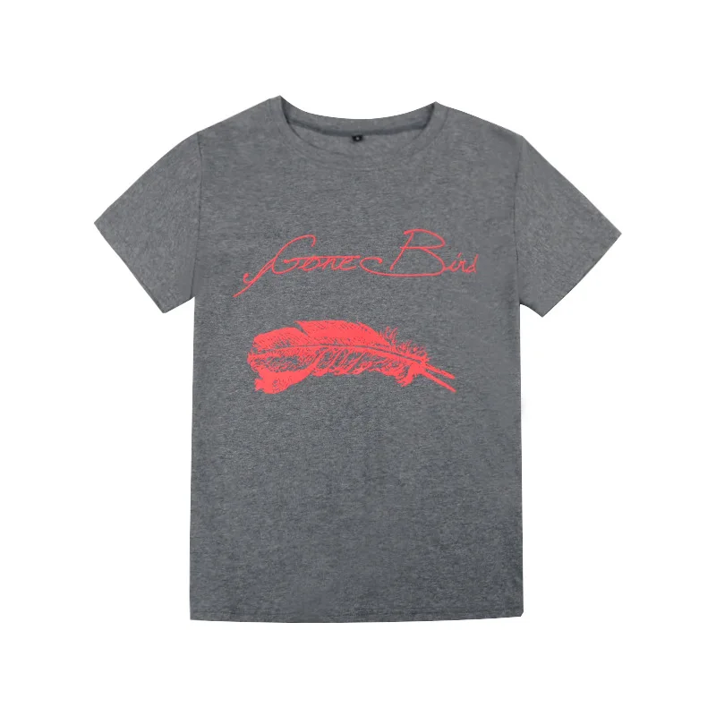 

T Shirt Women 2021 Summer Graphic Letter Print Feather Tee Clothes Loose Sexy Ladies Tshirt Top Harajuku Short Sleeve T-Shirts