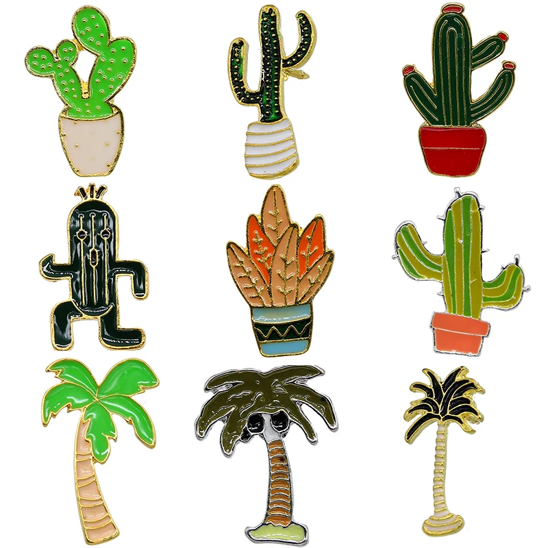wholesale Lovely Badge Plant Potted Collar Shoe Lips Enamel Brooch Coconut Tree Cactus Leaves Decorative Clothing Cartoon Pins B | Украшения