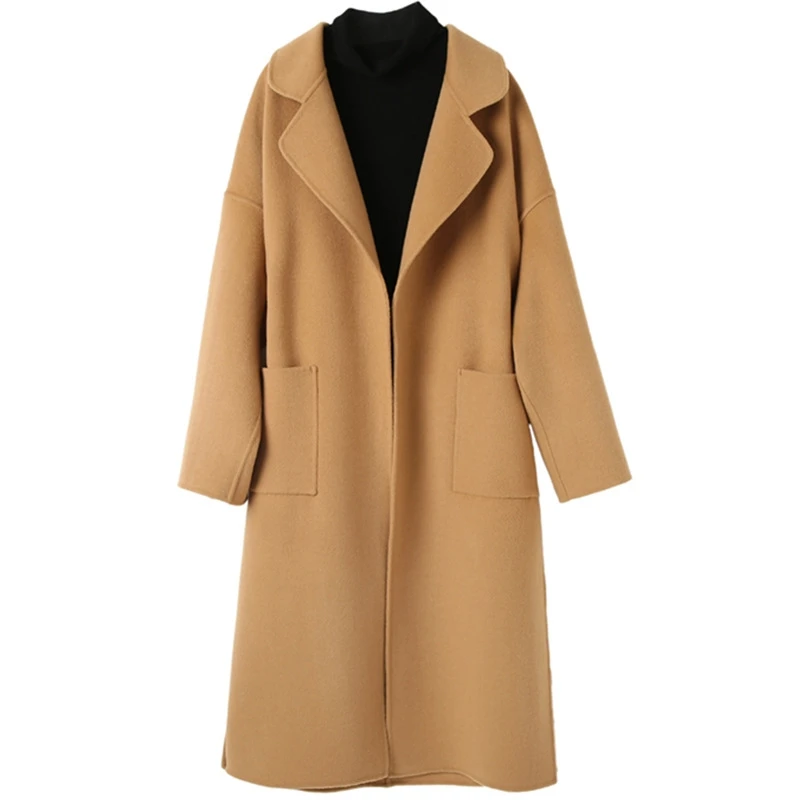 

Women Winter Elegant Long Woolen Coats Female Overcoats Autumn Winter Femme