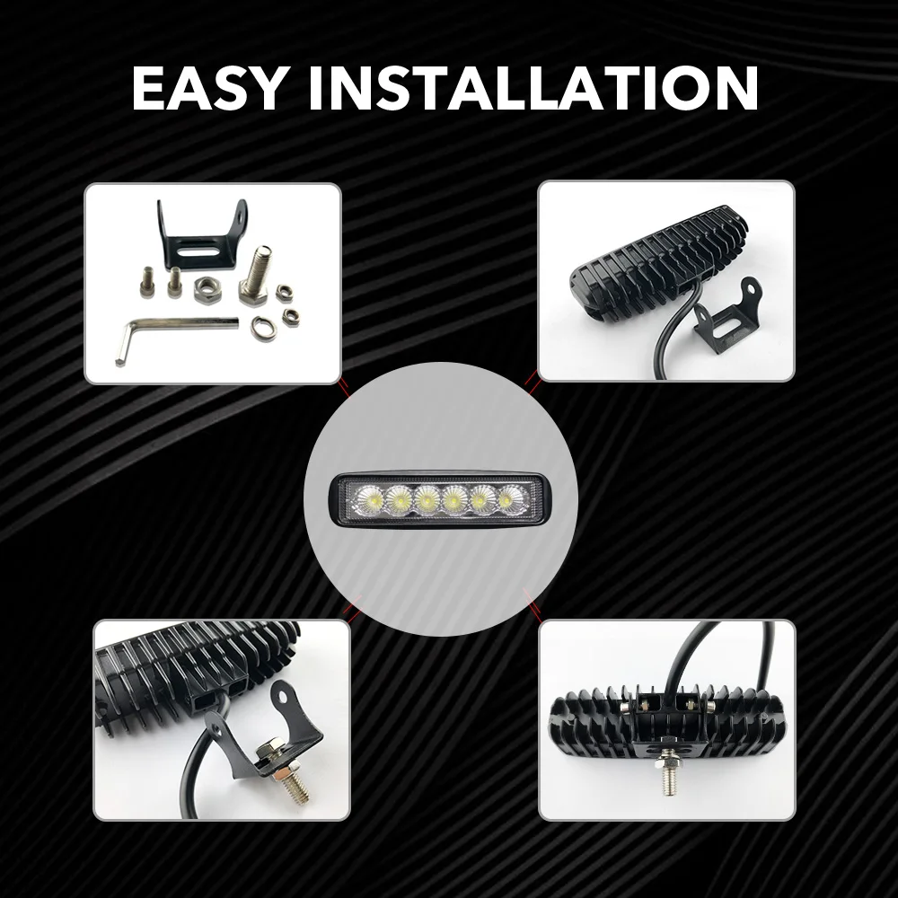 Tripcraft 18W LED Work Light Bar Flood Spotl Lamp Driving Fog Offroad Car for Ford Toyota SUV 4WD led beams | Автомобили и