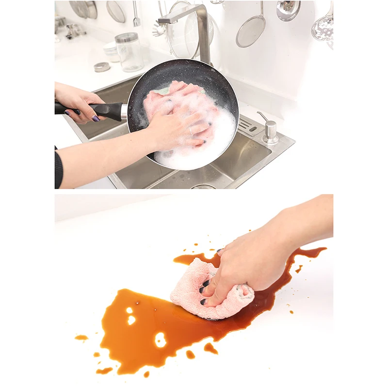 

Newly Double-sided Strong Absorbent Cleaning Towel Soft Kitchen Household Dishes Cleaning Cloth FIF66