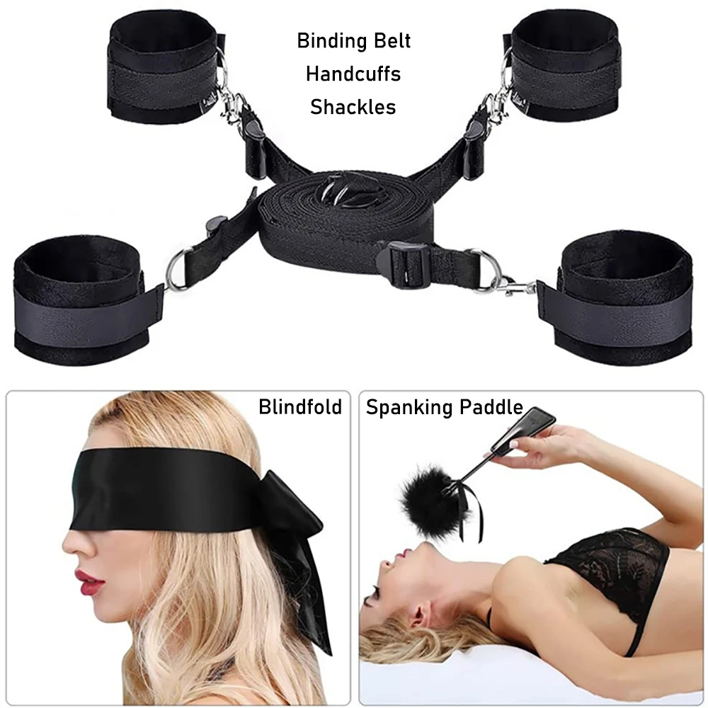 Bed BDSM Bondage Restraints Sex Flirting Handcuffs Limbs Bound Set Couples Fetish Training Slave SM Game Toys | Красота и здоровье