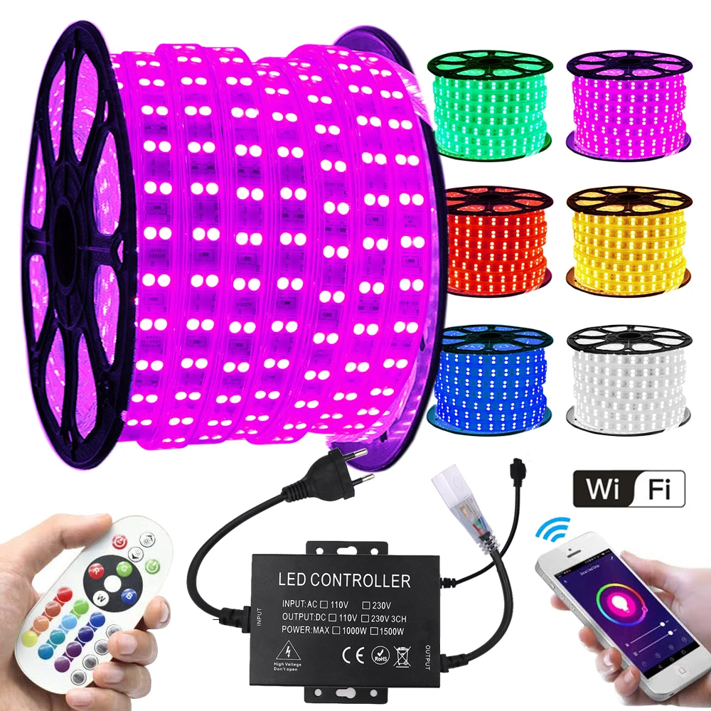 WI-FI цветных (RGB) светодиодных лент SMD5050 60 светодиодов/m 120 гибкая лента светильник с