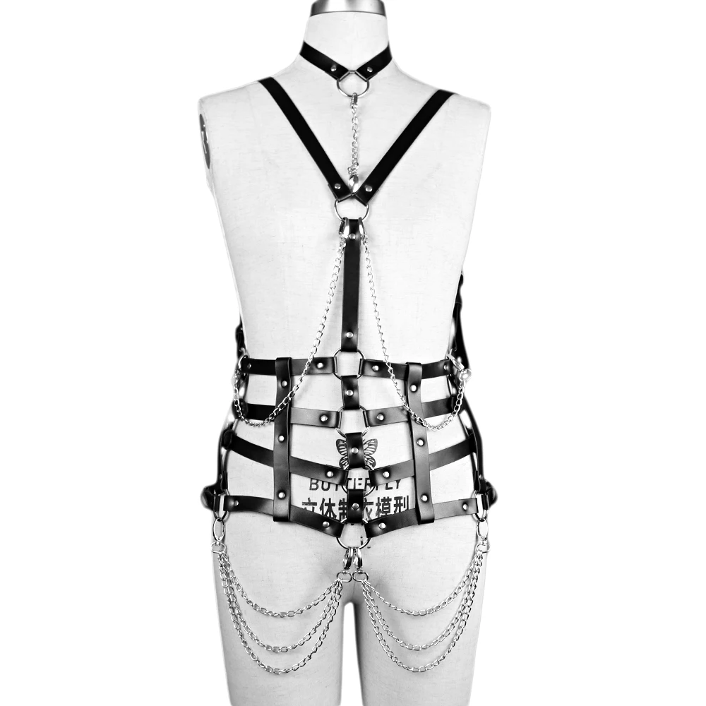 Поясной ремень Fullyoung из искусственной кожи бандажный пояс в стиле панк нагрудные