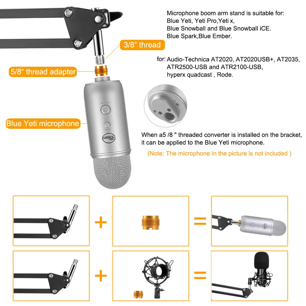 Микрофонная подставка для Blue Yeti с поп-фильтром и амортизационным креплением