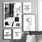 Настенный постер в скандинавском стиле для туалета, рисунок на стену, смешная фотография в ванной комнате, черно-белая типография, домашний декор, без рамки