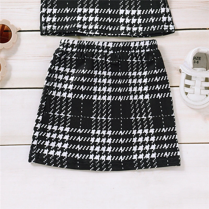 Новая летняя одежда в клетку для новорожденных девочек из 2 предметов футболка +