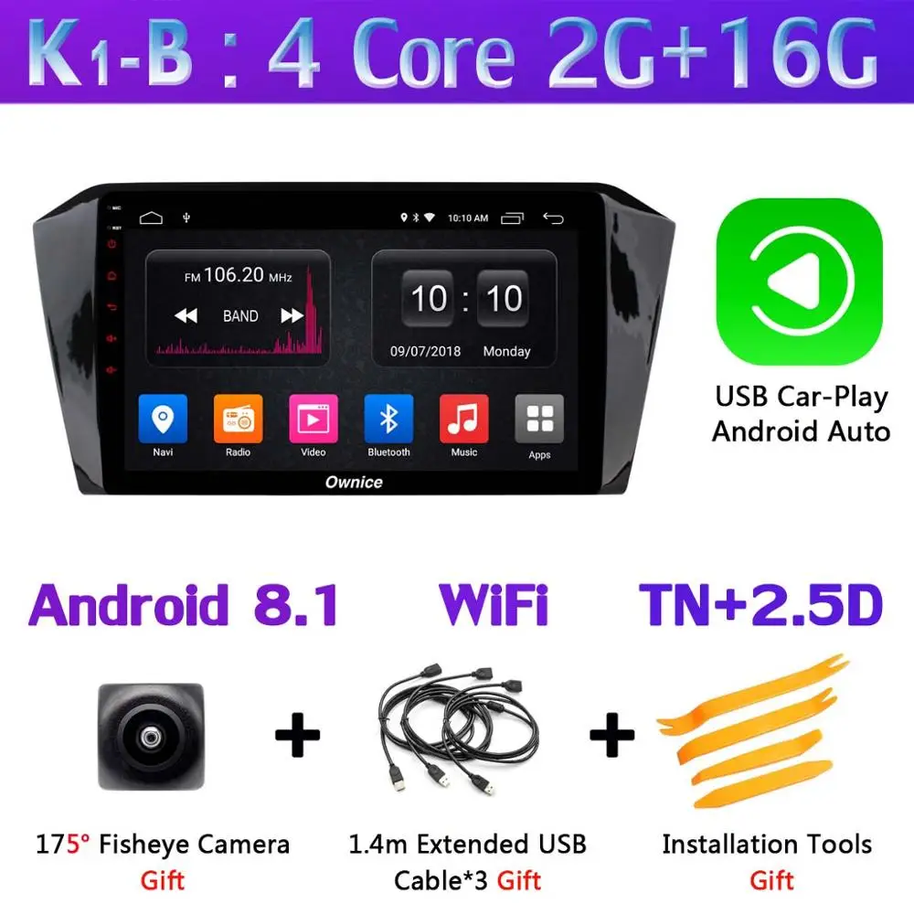 360 ° 4×AHD камера 4G WiFi Android 9,0 4 Гб+ 64 Гб DSP SPDIF CarPlay Автомобильный плеер для VW Passat B8 gps радио - Цвет: K1-B-CarPlay