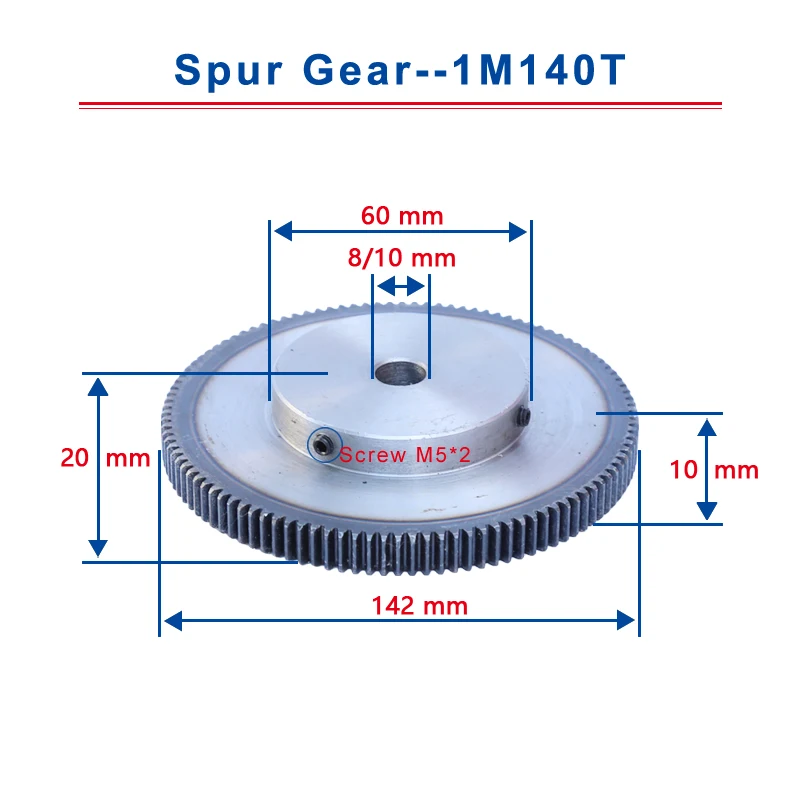 1 шт. модель 140 зубьев отверстие шестерни Размер 8/10 мм мотор низкоуглеродистая