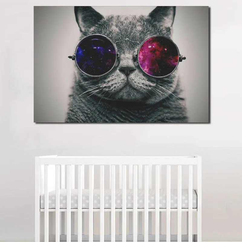 

Cat With Sunglasses Wallpaper Wall Art Canvas Poster And Print Canvas Painting Decorative Picture Bedroom Kids Room Home Decor