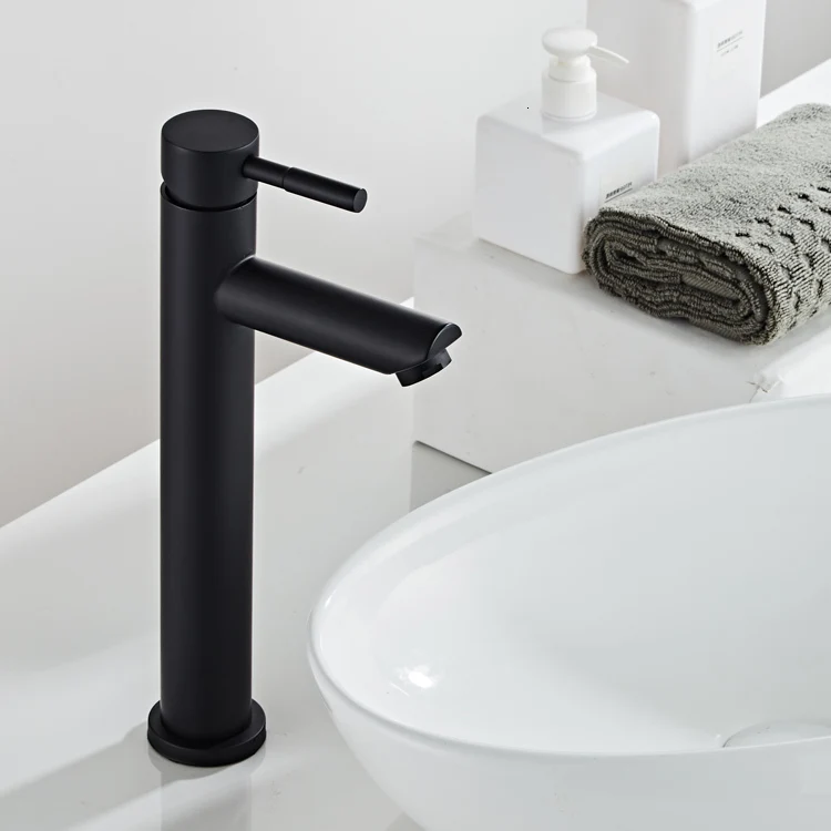 style 5 tall black Черные Смесители для ванной комнаты 304, смесители для горячей и холодной ванной комнаты для выпечки, смесительные смесители из нержавеющей стали - Цвет: style 5 tall black